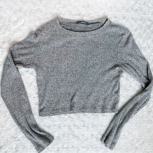 ZARA Ribbed Long Sleeved Crop Top